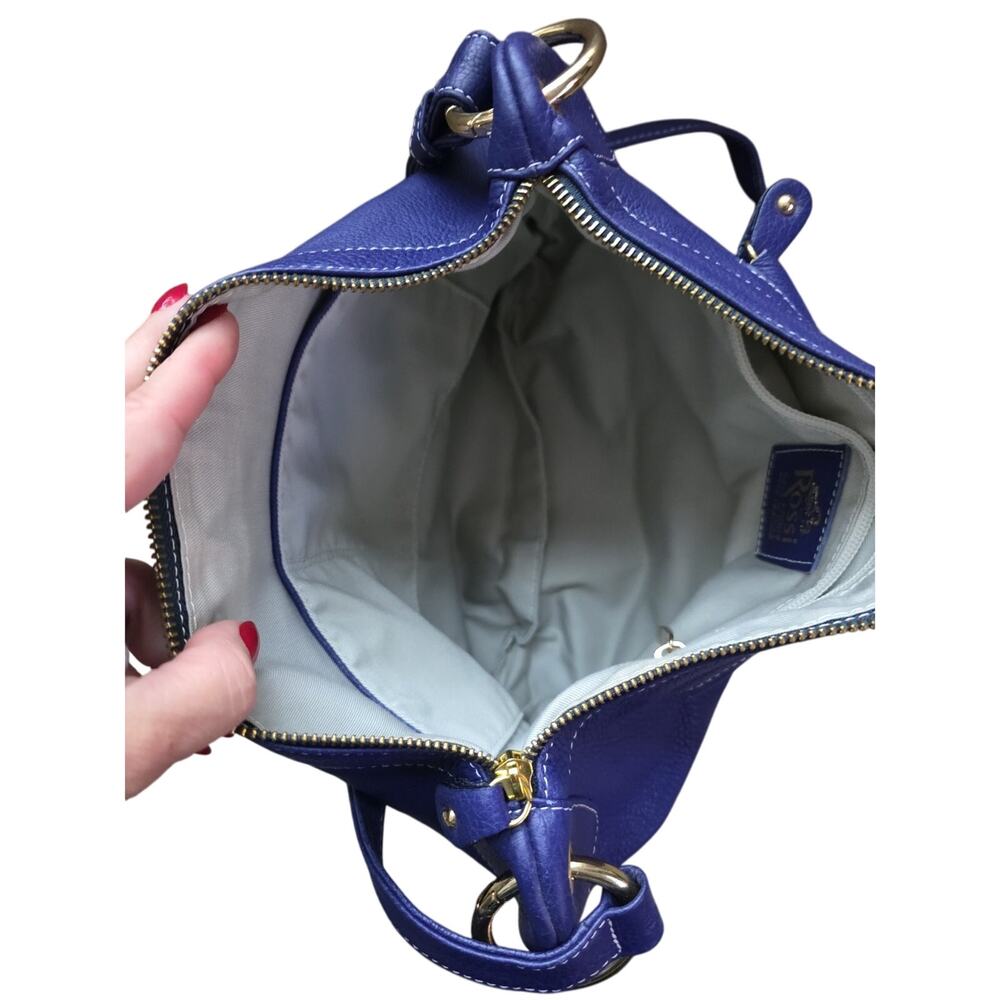 Bruno Rossi Firenze Pegasus Royal Blue Purple Italian Leather Crossbody PurseBag - Picture 5 of 7